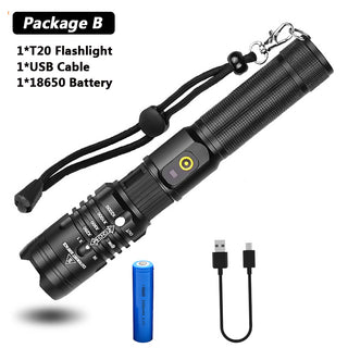 Super Bright Flashlight Zoomable USB Rechargeable Electric Torch 5 Modes Torch Outdoor Fishing Waterproof - Phosgene