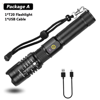 Super Bright Flashlight Zoomable USB Rechargeable Electric Torch 5 Modes Torch Outdoor Fishing Waterproof - Phosgene