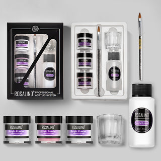 Nail Powder Acrylic System Kit Professional Nail Art Tool Set Contain Glass Cup Acrylic Liquid Extention Carving Manicure - Phosgene