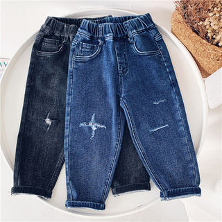 Boys  Fleece Jeans Straight Trousers Trendy Children s Clothing - Phosgene