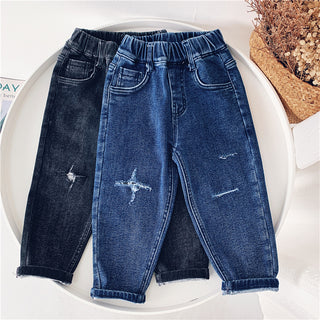 Boys  Fleece Jeans Straight Trousers Trendy Children s Clothing - Phosgene