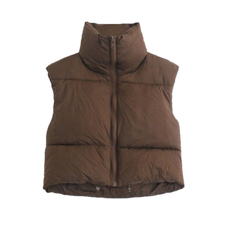 Stand-up Collar Sleeveless Padded Vest - Phosgene