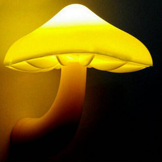 LED Night Light Mushroom Wall Socket Lamp EU US Plug Warm White Light-control Sensor Bedroom Light Home Decoration - Phosgene