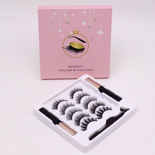 Magnetic Eyelashes Eyeliner Set Long Lasting False Mink Waterproof Eye Lashes Extension Reusable Beauty Makeup Tool - Phosgene