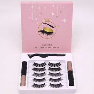 Magnetic Eyelashes Eyeliner Set Long Lasting False Mink Waterproof Eye Lashes Extension Reusable Beauty Makeup Tool - Phosgene