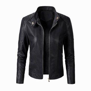 New Women's Leather Jackets Plus Velvet Jackets Fashion PU Ladies Leather Jackets - Phosgene