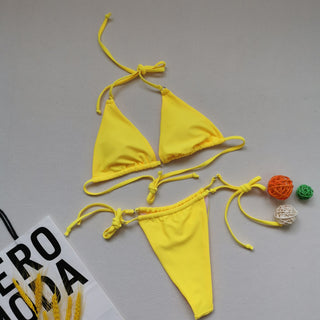 Multicolor Bikini Sexy Split Swimsuit Halter Tie - Phosgene