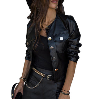 Ladies Pu Leather Jacket Faux Leather Coat - Phosgene