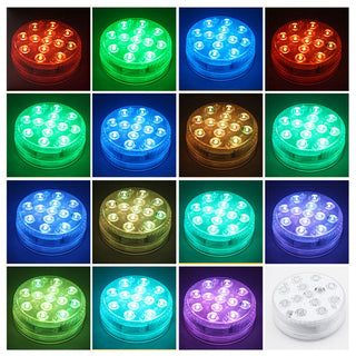 13 Led Submersible Light for Swimming Pool Garden Fountain Bathroom IP68 Waterproof Underwater Lamp with Suction Cup RF Remote - Phosgene