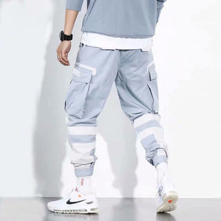 Stitching Contrast Color Hip-Hop Overalls Men'S Trend Loose And Wild Tie-Footed National Tide Casual Harem Pants - Phosgene