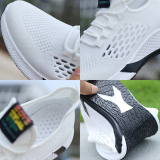 New Sports Shoes Men's Breathable Casual Mesh Shoes Comfort Increase Lace-up Non-slip Low-top Running Shoes - Phosgene