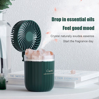 Portable Crystal Aromatheraphy Humidifier USB Wireless Aroma Essential Oil Diffuser With Adjustable Fan Warm Light Air Cooler Phosgene