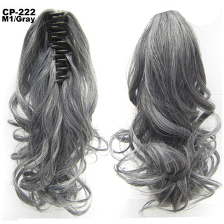 Long Wave Ponytail Wrap Around Ponytail Clip In Hair Headwear Gray Hairpiece Natural Extensions - Phosgene