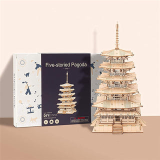 Robotime Five-storied Pagoda 3D Wooden Puzzle Toys For Children Kids Birthday Gift TGN02 - Phosgene