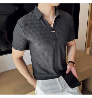 Men's Thin Waffle Short-sleeved Polo Shirt Phosgene