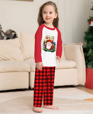 Christmas Parent-Child Clothes Set Long Sleeve T-Shirt Plaid Pants Family Matching Pajamas - Phosgene