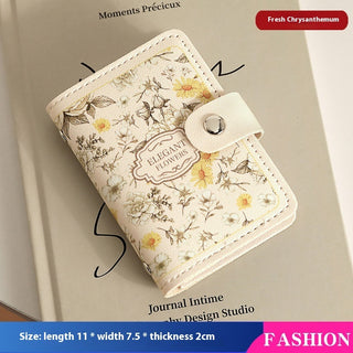 Women's Flower Oil Painting Retro Style Large Capacity Card Holder Phosgene