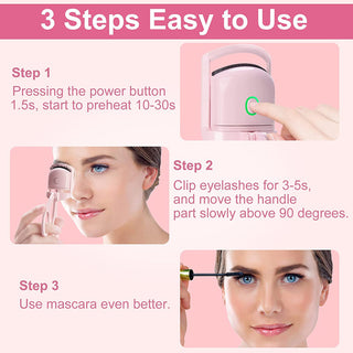 Eyelash Curler Portable Electric Heated Comb Eye Lash Long Lasting Eyelashes Curls Thermal Eyelash Curler Makeup Tools Heated Eyelash Curlers,Rechargeable Electric Eyelash Curler,Handheld Eyelash Heat - Phosgene