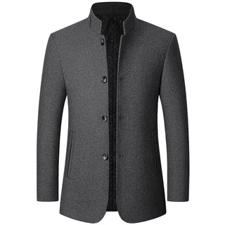 Standing Collar Middle-aged Men's Woolen Jacket Men's Zhongshan Suit - Phosgene