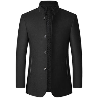 Standing Collar Middle-aged Men's Woolen Jacket Men's Zhongshan Suit - Phosgene