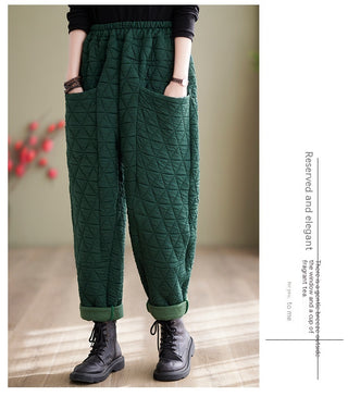 Autumn And Winter Loose Plus Size Quilted Retro Casual Thickening Harem Pants - Phosgene