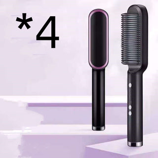 New 2 In 1 Hair Straightener Hot Comb Negative Ion Curling Tong Dual-purpose Electric Hair Brush - Phosgene