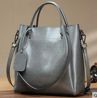 Women's Fashion Simple Portable Oil Wax Cattle Leather Bag - Phosgene