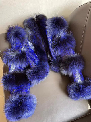 Elegant Bright Patent Leather Pattern Sheepskin Fashion Short Fox Fur Coat - Phosgene