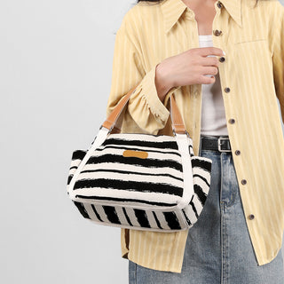 Outdoor Fashion Canvas Large Capacity Striped One-shoulder Storage Handbag - Phosgene