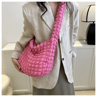 Niche Pleated Clouds Cute Simple Soft Trendy Western Style Underarm Commuter Bag - Phosgene