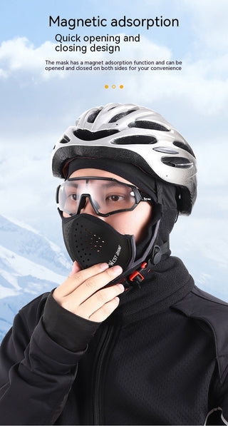 Winter Magnetic Cycling Mask Men's Ski Face Care Cold-proof Headgear Motorcycle Windproof Fleece Warm Helmet - Phosgene