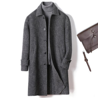 Cashmere Wool Coat Winter Plaid Long Casual Coat - Phosgene