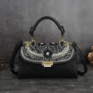 Diamond Studded By Hand Retro Women's Shoulder Handbag - Phosgene