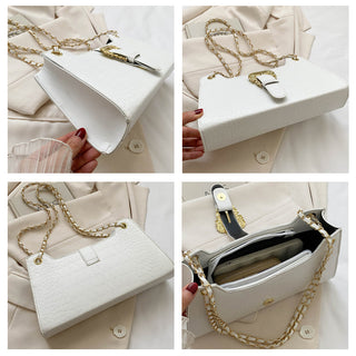 Women's Fashion Simple Chain Fashion Bag Shoulder Bag Casual Trend Crossbody Small Square Bag - Phosgene