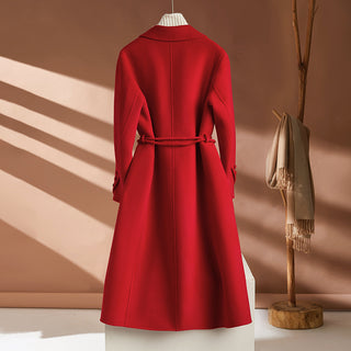 Autumn And Winter New Long Suit Collar Cashmere Coat For Women - Phosgene