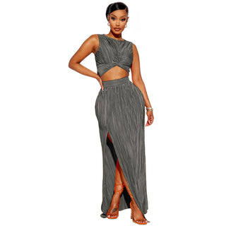 European And American Women's Clothing Slit Dress Two-piece Set - Phosgene