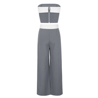 Contrast Color Vest Wide-leg Suit Pants Fashion Casual Two-piece Suit Phosgene