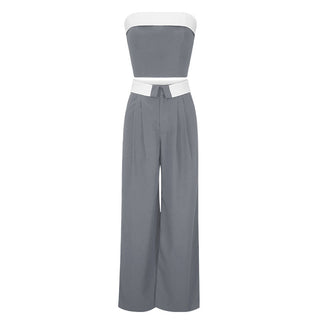 Contrast Color Vest Wide-leg Suit Pants Fashion Casual Two-piece Suit Phosgene