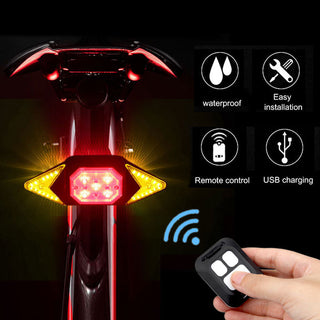 USB Rechargeable Bicycle Turn Signal Wireless Remote Control Mountain Bike Taillight - Phosgene