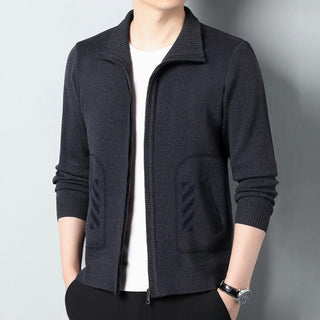 Solid Color Knitted Cardigan For Men - Phosgene