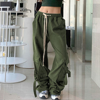 Hong Kong Style Ins Ribbon Workwear Casual Pants Men And Women Autumn - Phosgene