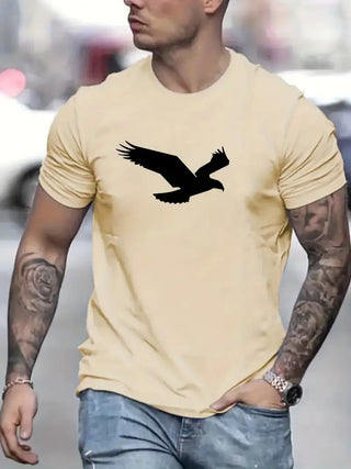 3D Digital Printing Eagle Solid Color Men's Casual Short-sleeved T-shirt Phosgene