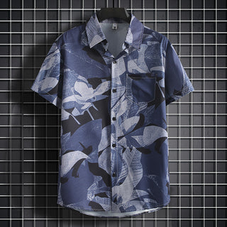 Men's Stylish Beach Flowers Half Sleeve Shirt Phosgene