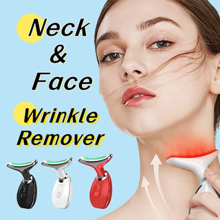 Neck Face Beauty Device Colorful LED Photon Therapy Skin Tighten Reduce Double Chin Anti Wrinkle Remove Lifting Massager - Phosgene