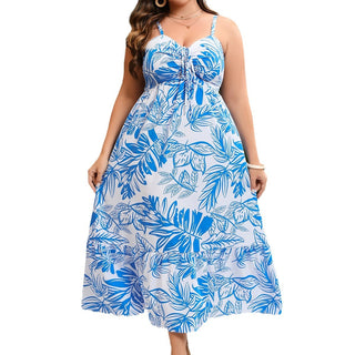 Leaf Print Bohemian Dress - Phosgene