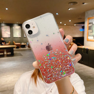 Compatible with Apple, Simple And Suitable For 11 Mobile Phone Case IPhone12 11pro Transparent Glitter - Phosgene