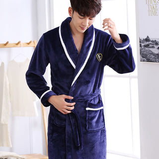 Flannel Thickened Long Section Bathrobe Men - Phosgene