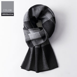 Wool Scarf Men's Winter Plaid Double-sided Scarf - Phosgene