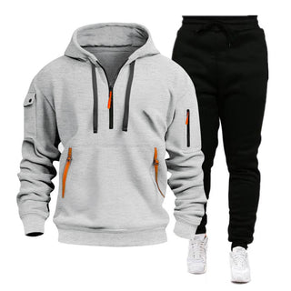 Men's Multi-pocket Zipper Hooded Sweatshirt Sportswear - Phosgene