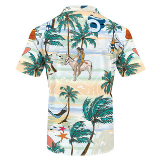 Men's Beach Travel Printed Cool Shorts Shirt Double-layer Two-piece Set Phosgene